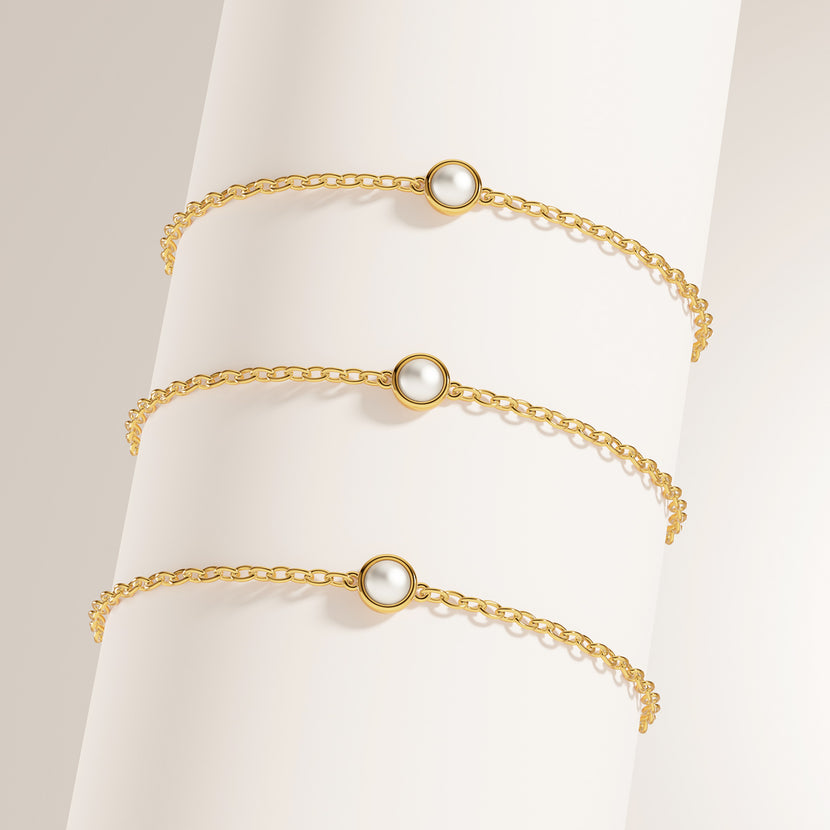 Mini Pearl Bracelet Bridesmaid Gift Set (Gold)