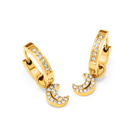 Moon and Back Moon Huggie Earring Set (Gold)