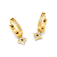 Moon and Back Star Huggie Hoop Earrings (Gold)