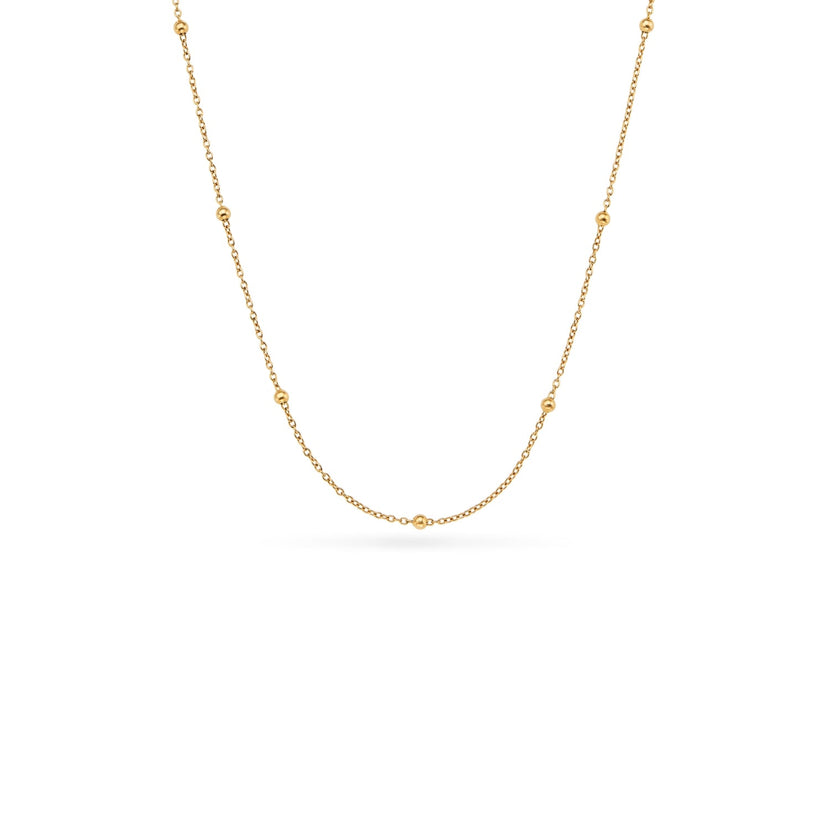 Layering Sphere Chain Necklace 14-16 in (Gold)