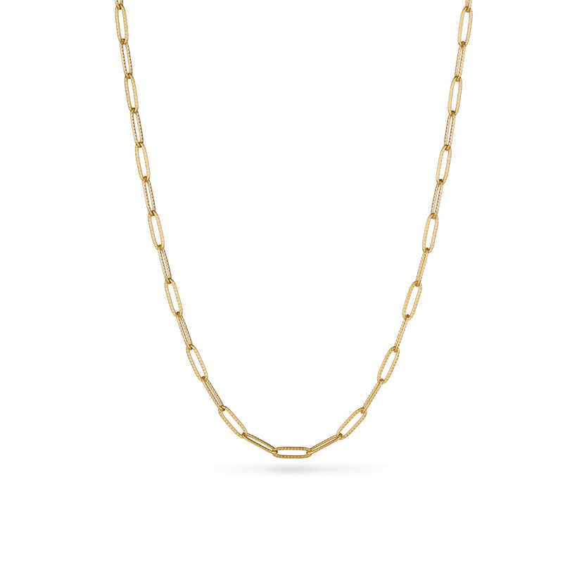 Paperclip Chain Necklace (Gold) - 16 - 18 in
