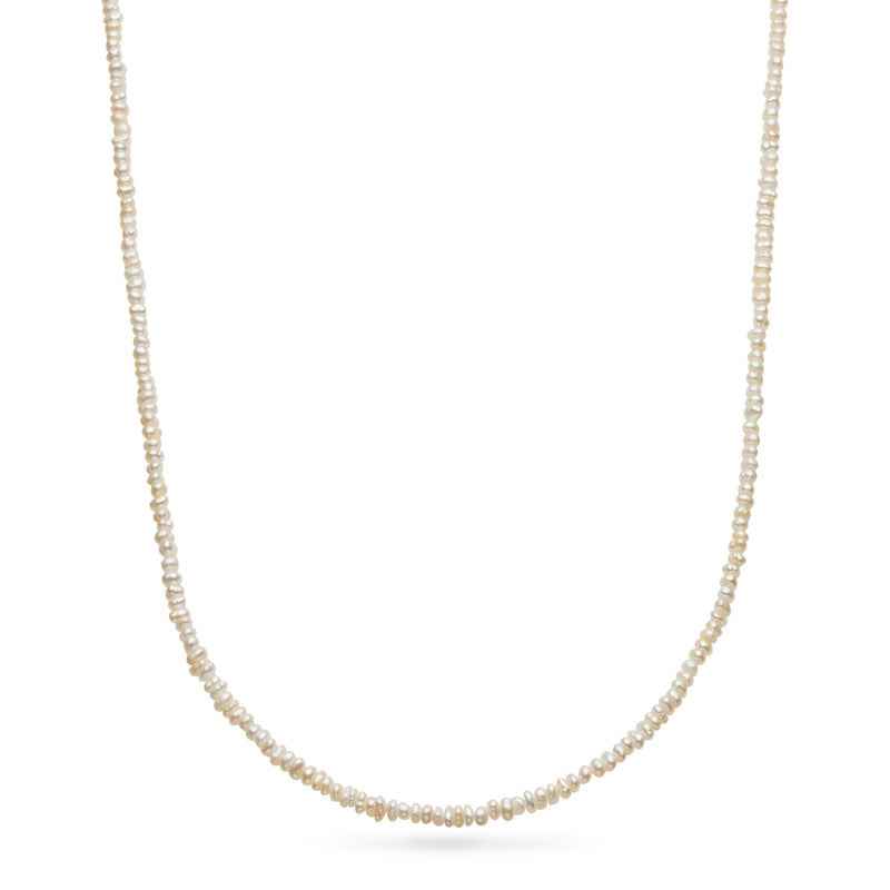 Layering Mini Pearl Beaded Chain Necklace (Silver)