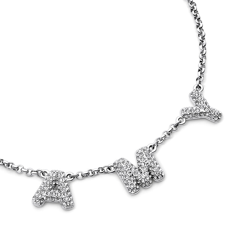 Spotlight Pavé Bubble Name Necklace (Silver)