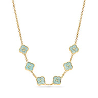 Amazonite Clover Custom Name Necklace (Gold)