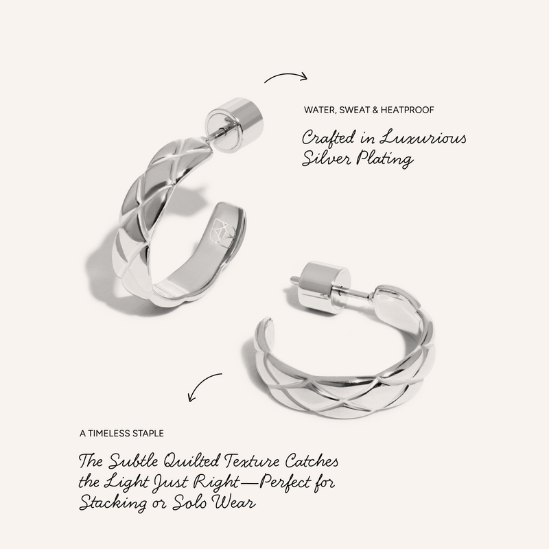Quilted Hoop Earrings (Silver)