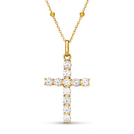 La Croix Crystal Cross Necklace (Gold)