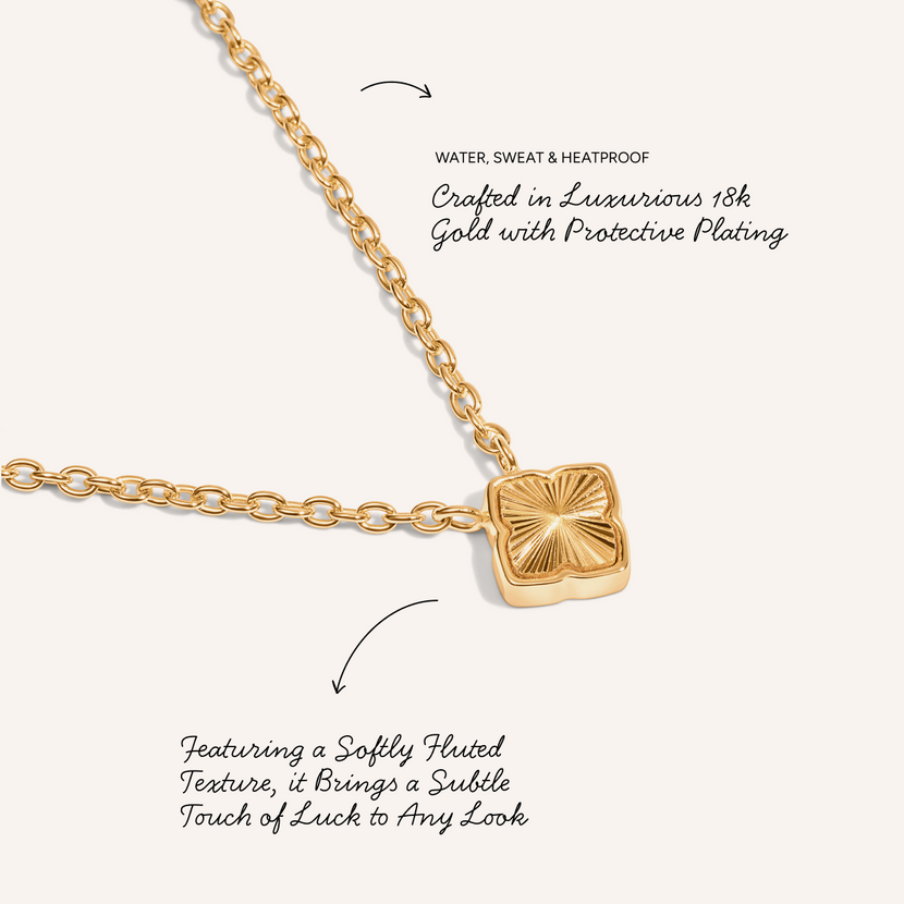 Fine Mini Fluted Clover Necklace (Gold)