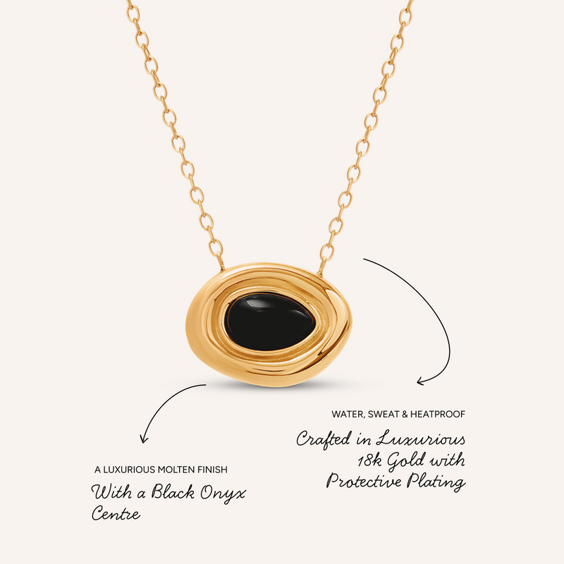 Black Onyx Molten Necklace (Gold)