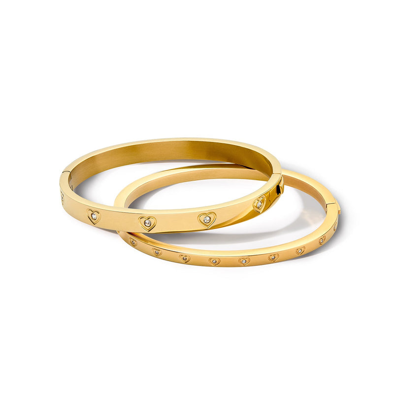 Statement Crystal Heart Bangle (Gold)