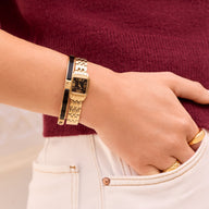 Mini Icon Black Initial Bangle (Gold)