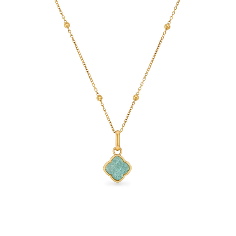 Amazonite Clover Necklace (Gold)