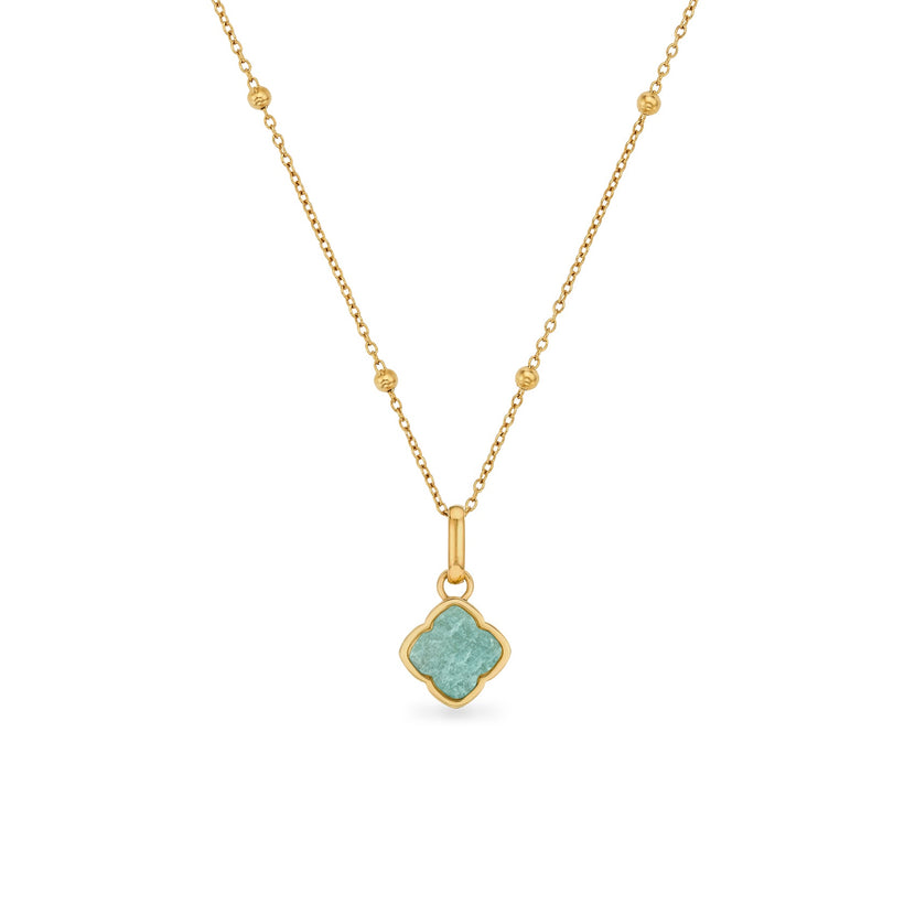 Amazonite Clover Necklace (Gold)