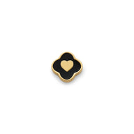 Black Enamel Clover Charms (Gold) - Heart