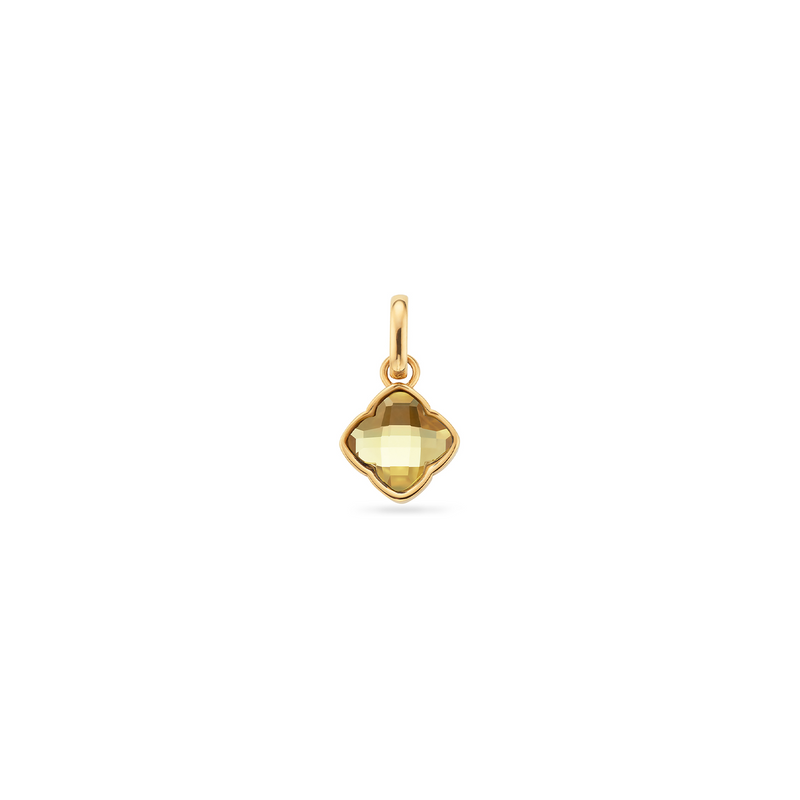 Faceted Birthstone Clover Pendant (Gold)