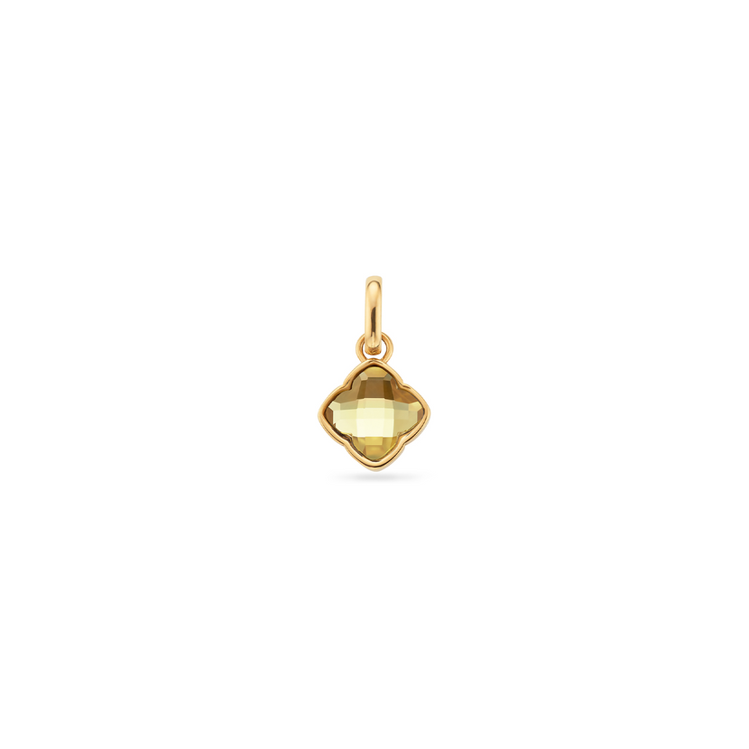 Faceted Birthstone Clover Pendant (Gold)