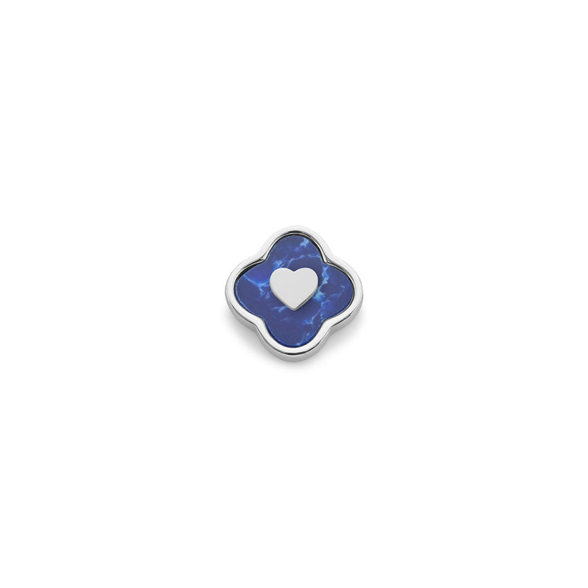 Blue Lace Agate Clover Charms (Silver) - Heart