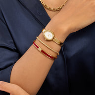 Mini Icon Burgundy Initial Bangle (Gold)
