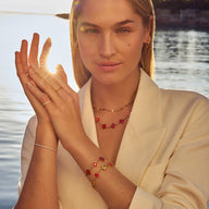 Red Custom Clover Name Bracelet (Gold)