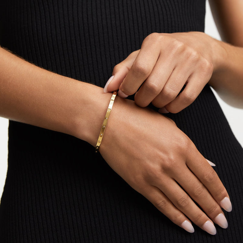 Monroe Bangle Watch & Crystal Bracelet Set (Gold)