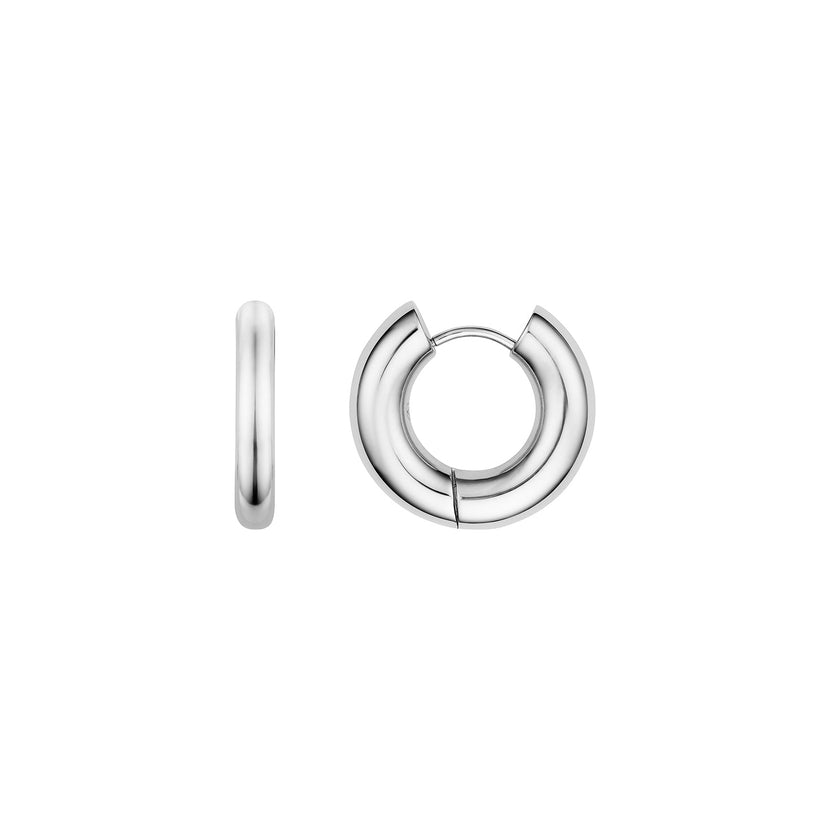 Small Chunky Huggie Hoop Earrings (Silver)