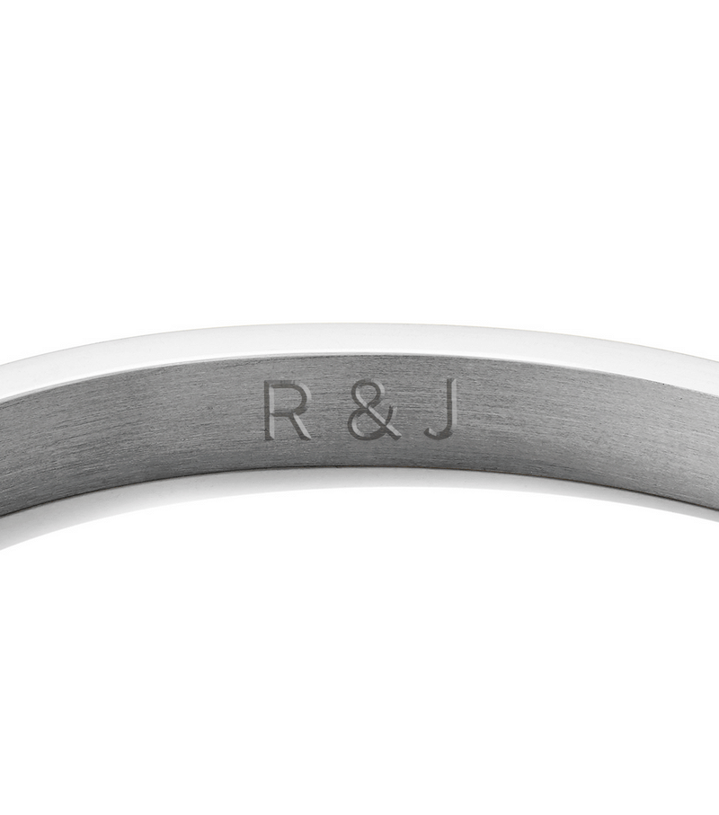 Statement Crystal Heart Bangle (Silver)