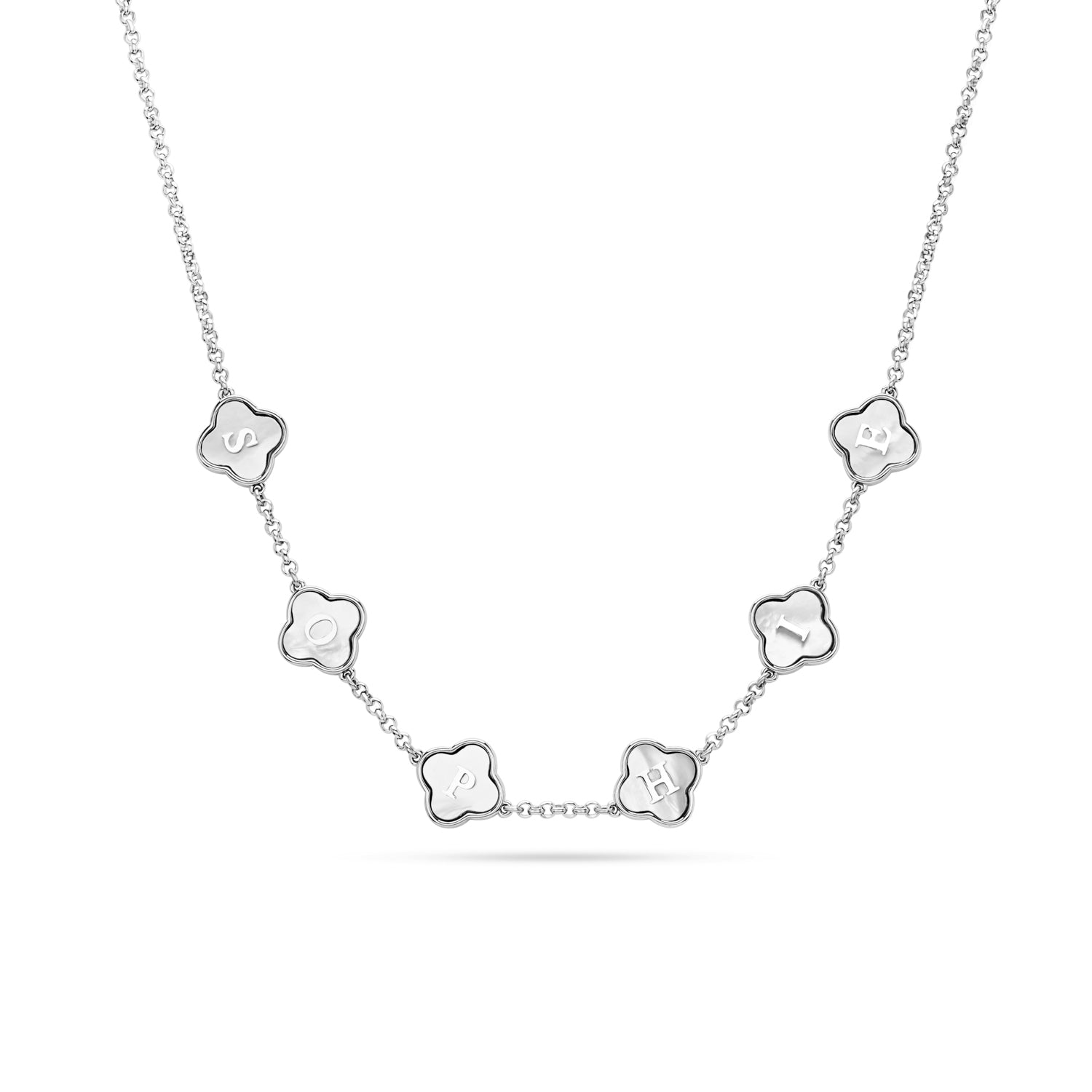 Clover Custom Name Necklace Silver