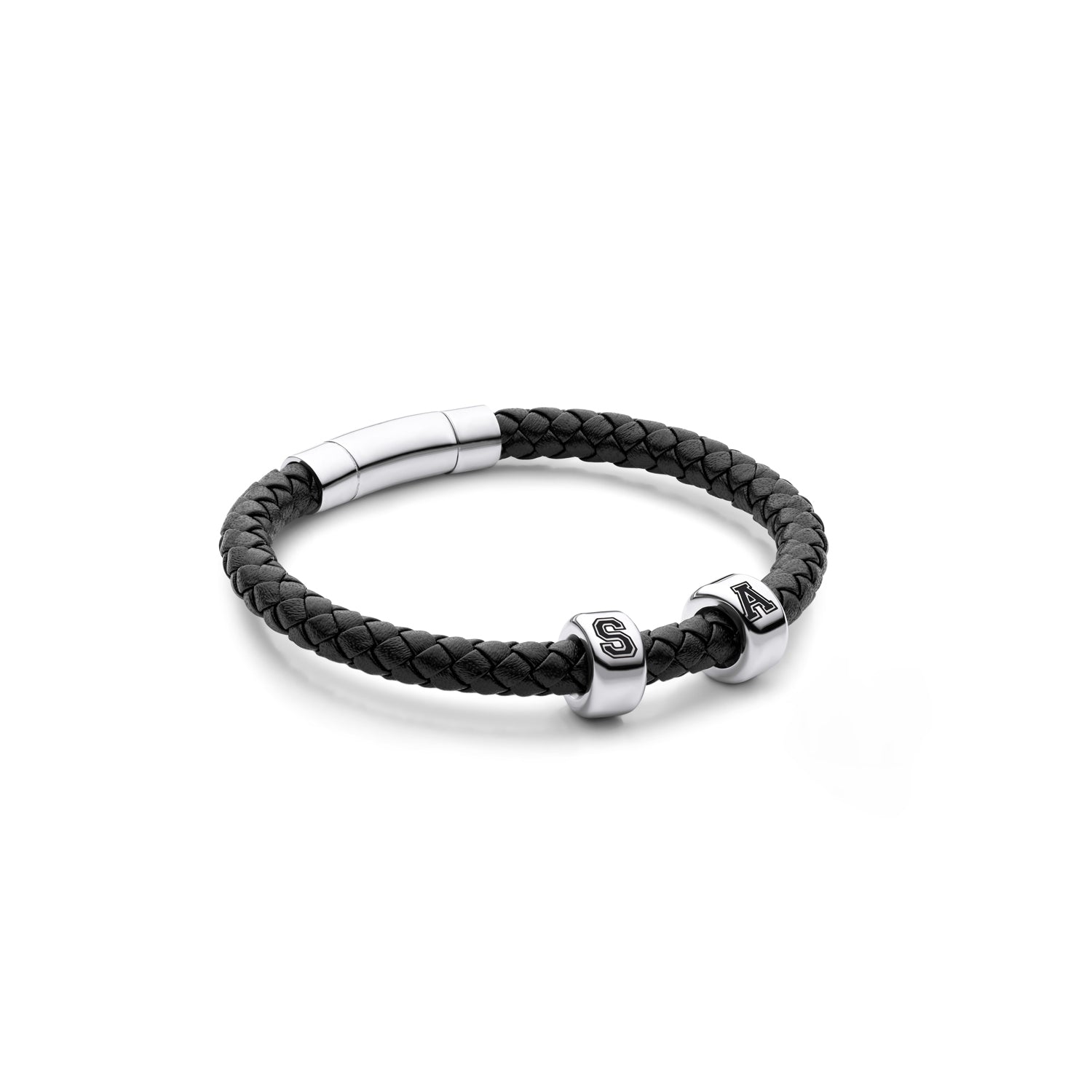 Signature Medallion Horseshoe Bracelet - newest Sterling Silver & Black Leather