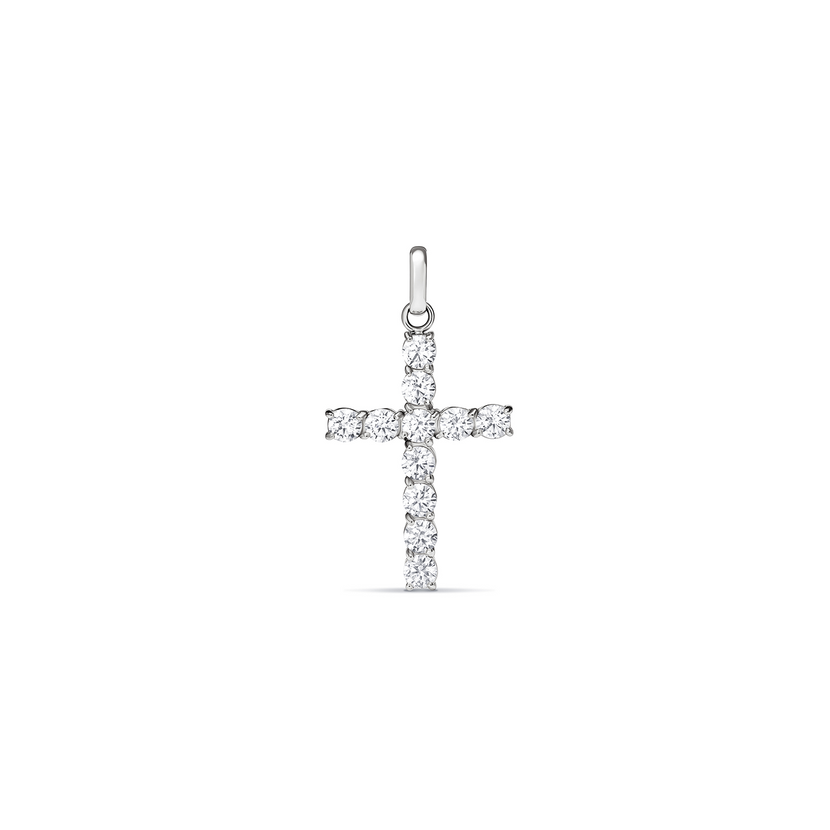 La Croix Crystal Cross Pendant (Silver)
