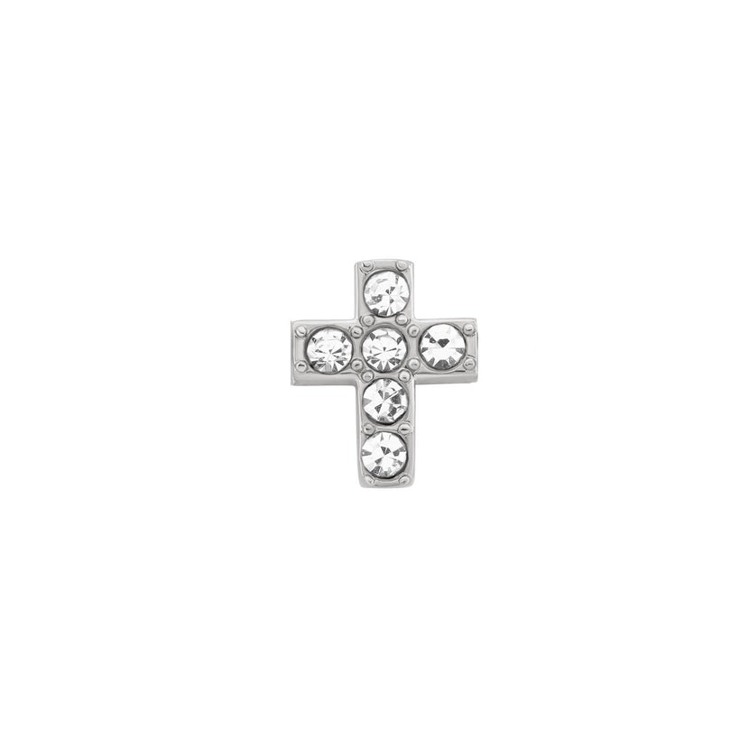 Made Mine Charms - Crystal Cross Charm (Silver)