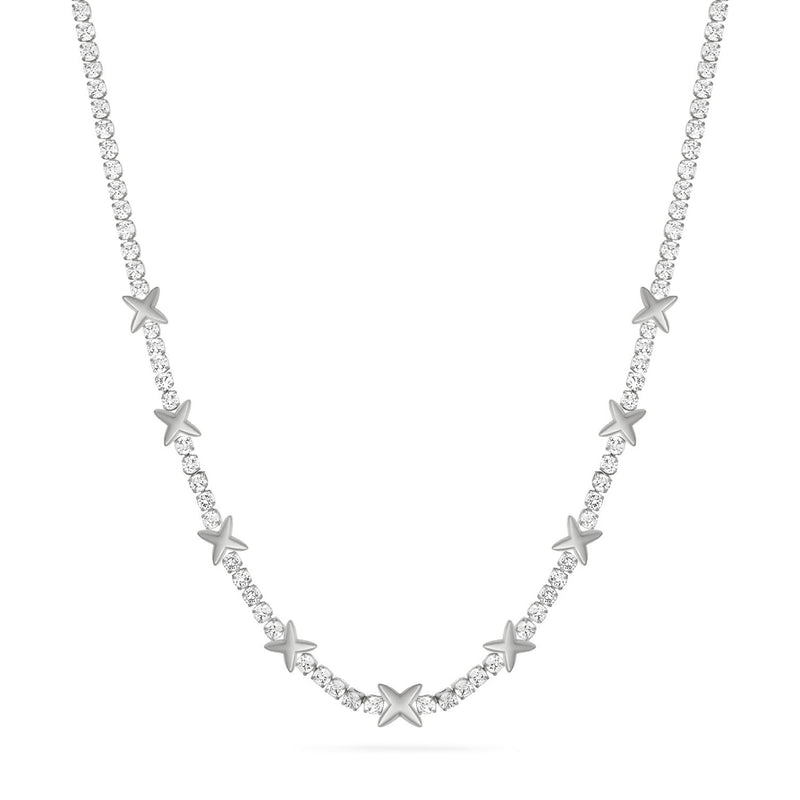 Crystal Fixed Charm Necklace (Silver)