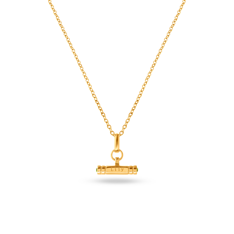 Mini Custom Stamped T-Bar Necklace (Gold)