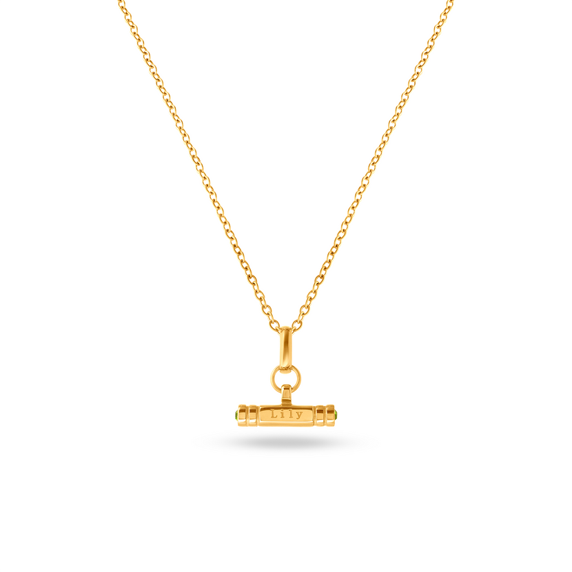 Mini Custom Stamped T-Bar Necklace (Gold)