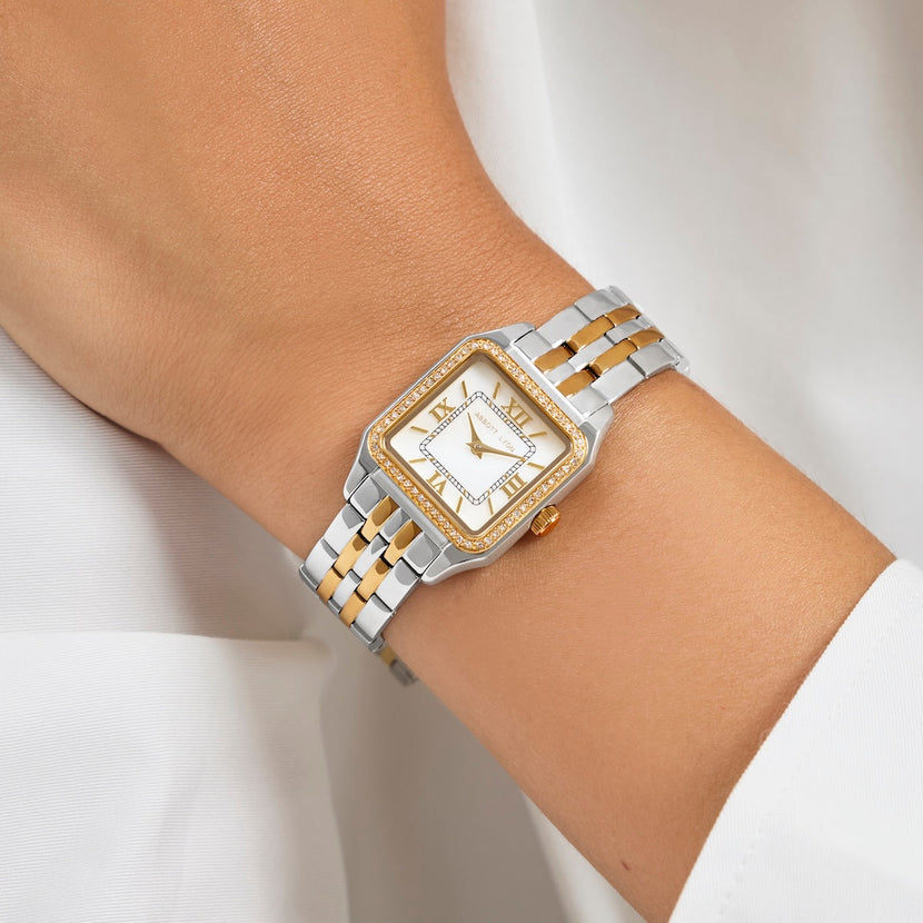 Essence Pavé Watch & Bracelet Set (Two Tone)