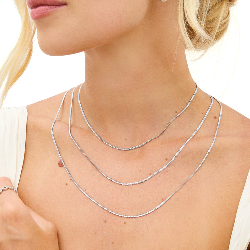 Fine Snake Chain Necklace (Silver)