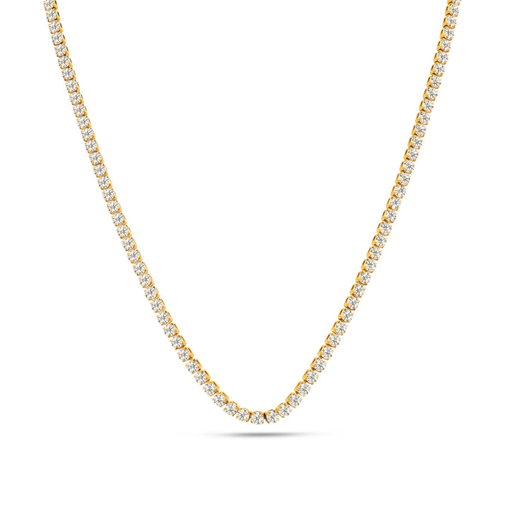Fine Tennis Chain Necklace (Gold)