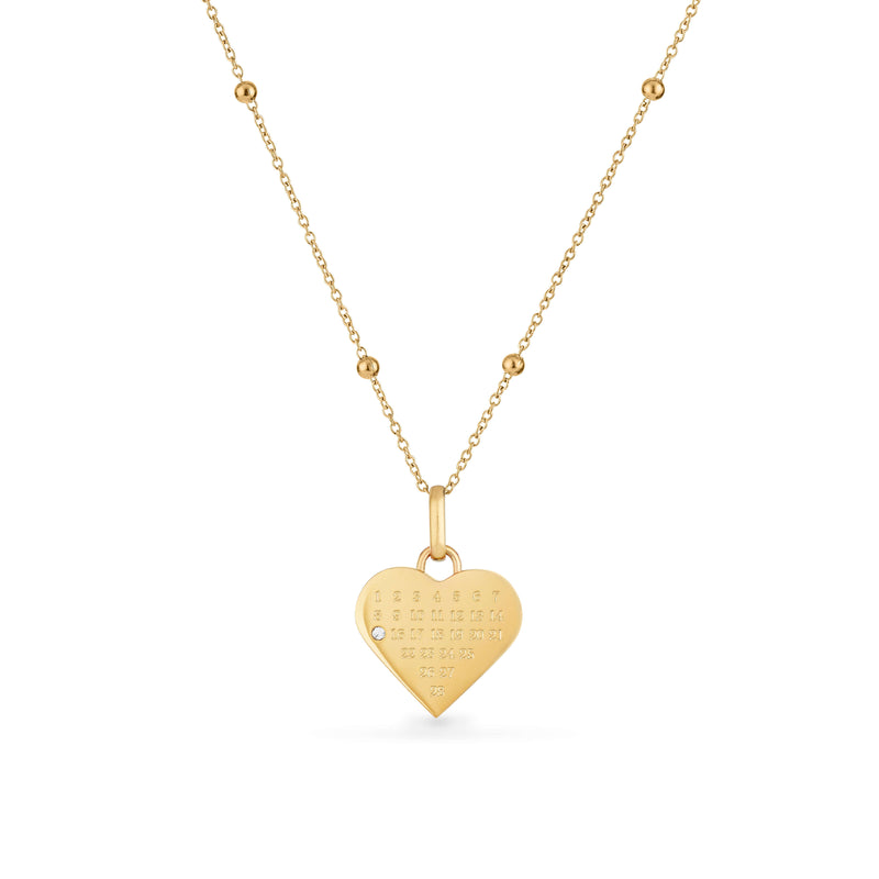 Custom Heart Calendar Necklace (Gold)