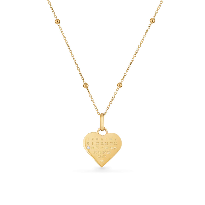 Custom Heart Calendar Necklace (Gold)