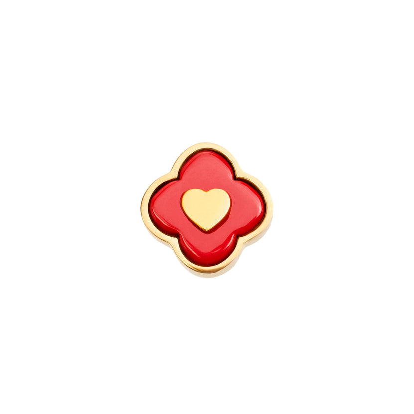 Red Clover Charms (Gold) - Heart
