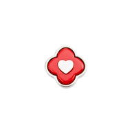 Red Clover Charms (Silver) - Heart