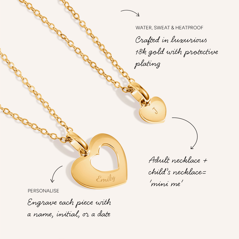Heart 'Mini & Me' Necklace Set (Gold)