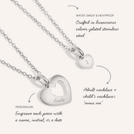 Heart 'Mini & Me' Necklace Set (Silver)