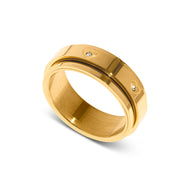 Crystal Heart Kinetic Fidget Ring (Gold)