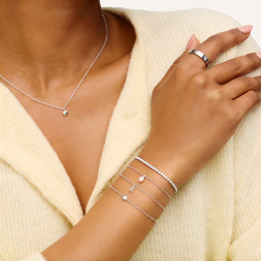 Fine Molten Initial Bracelet (Silver)