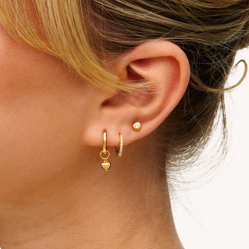 Fine Molten Heart Huggie Earrings (Gold)