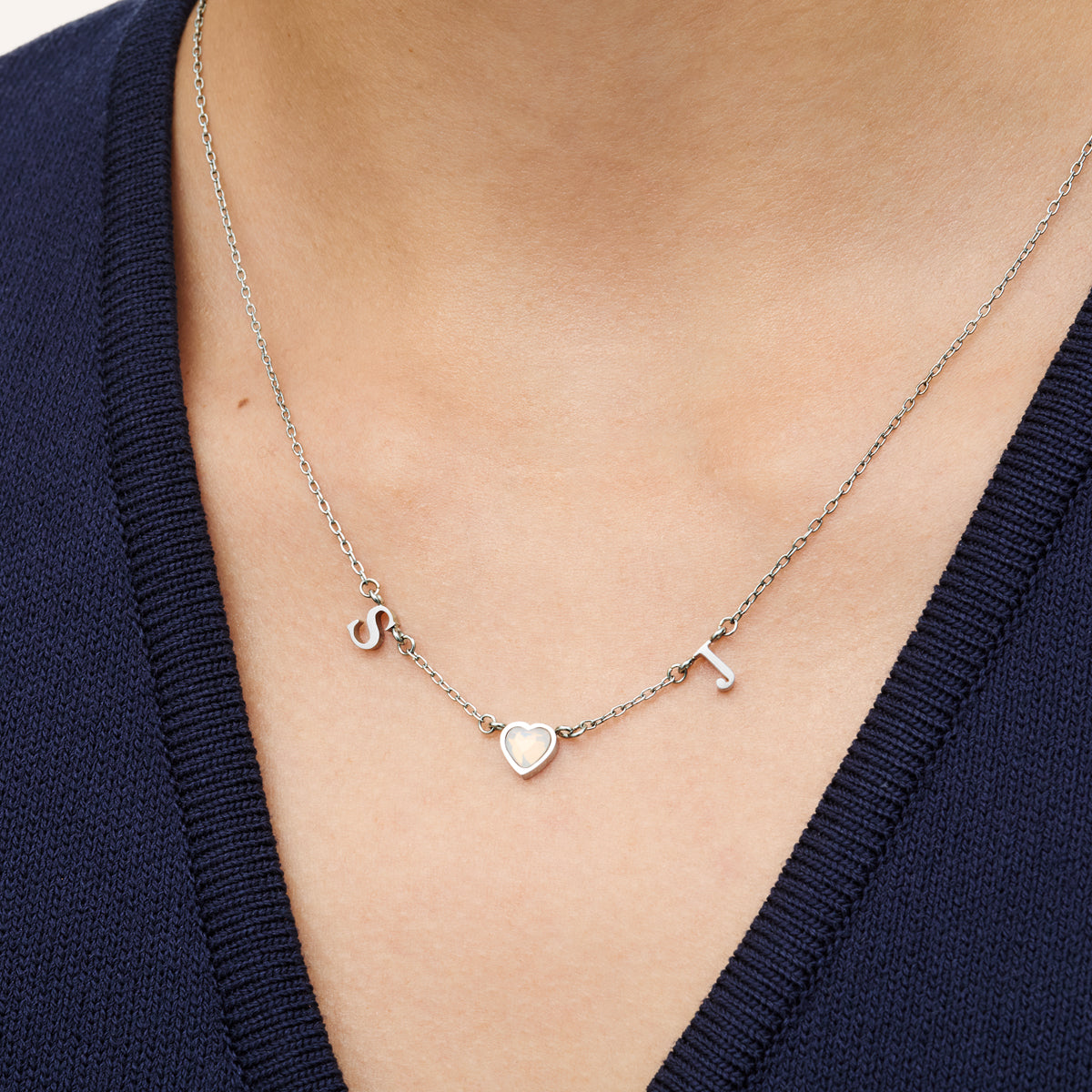 【Abbott Lyon】Personalised Initial & Birthstone Necklace♪ Rose Gold Initial & Birthstone Personalised Necklace
