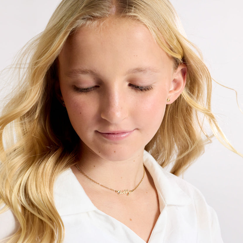 Fine Mini Signature Name Necklace (Gold)