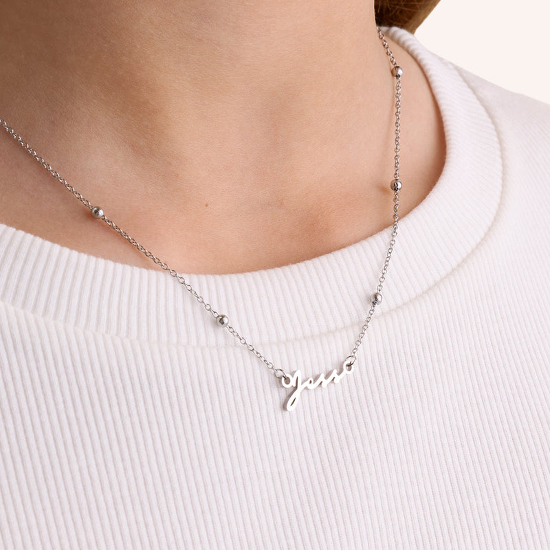 Mini Signature Name Necklace (Silver)