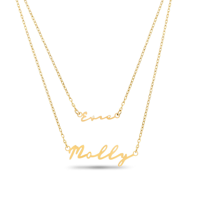 Matching Sterling 'Mini & Me' Signature Name Necklace Set (Gold)