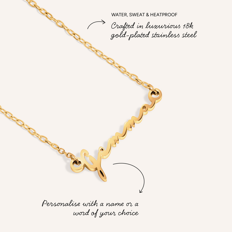 Fine Mini Signature Name Necklace (Gold)
