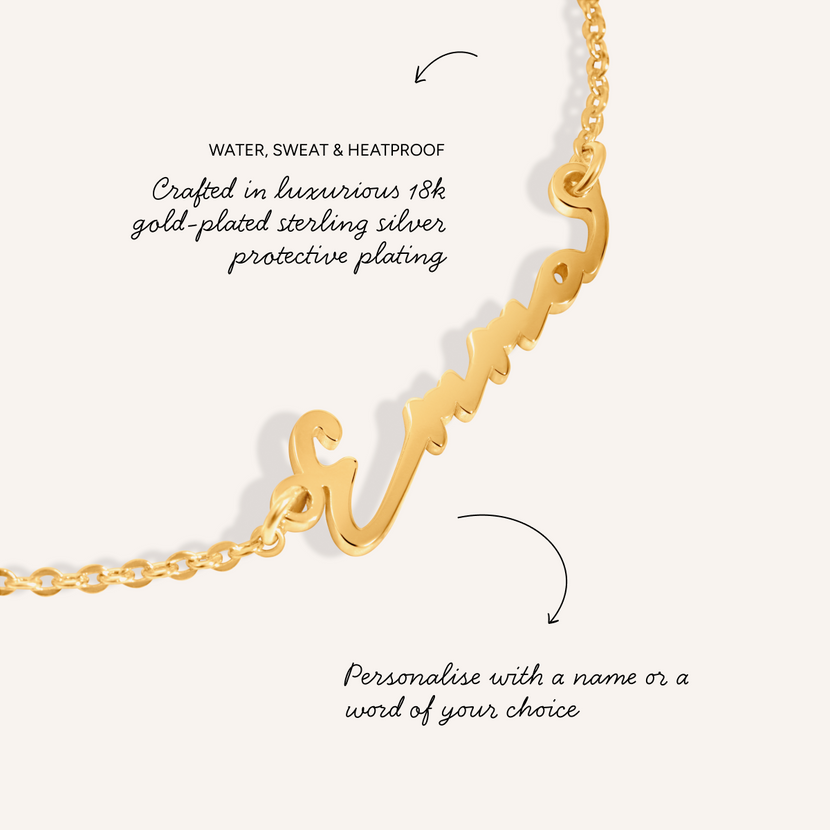 Sterling Mini Signature Name Bracelet (Gold)
